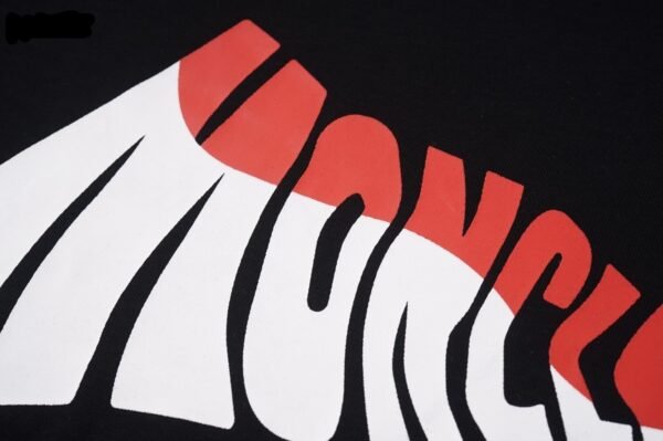 270g Double-Yarn MNCLER Wave Logo Tee – Black/White (S–XXL)