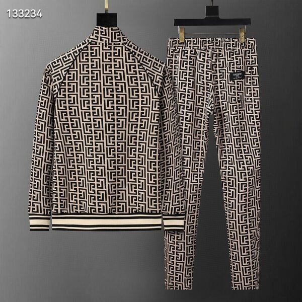 Autumn/Winter Jacquard Sports Suit – Stand Collar, Raglan Sleeves (M–3XL)