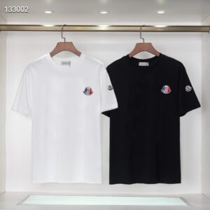 230g Double Yarn Embroidered Tee – Black/White (S–XXL)