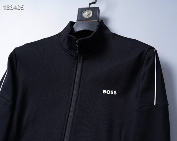 Autumn/Winter Stand-Up Collar Sports Suit – 380g Cotton, White Side Stripes (M–3XL)