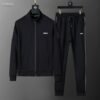 Autumn/Winter Stand-Up Collar Sports Suit – 380g Cotton, White Side Stripes (M–3XL)