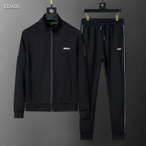 Autumn/Winter Stand-Up Collar Sports Suit – 380g Cotton, White Side Stripes (M–3XL)