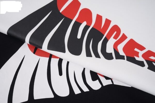 270g Double-Yarn MNCLER Wave Logo Tee – Black/White (S–XXL)
