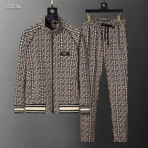 Autumn/Winter Jacquard Sports Suit – Stand Collar, Raglan Sleeves (M–3XL)