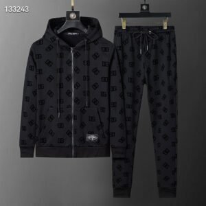 Autumn/Winter 350g Flocked Sports Suit – Black (M–3XL)