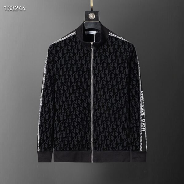 Autumn/Winter 350g Sports Sweatsuit – Flocked Print, Black (M–3XL)