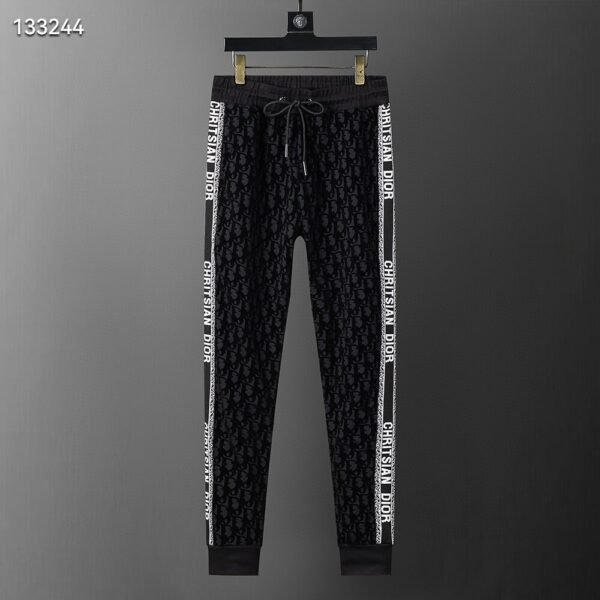 Autumn/Winter 350g Sports Sweatsuit – Flocked Print, Black (M–3XL)