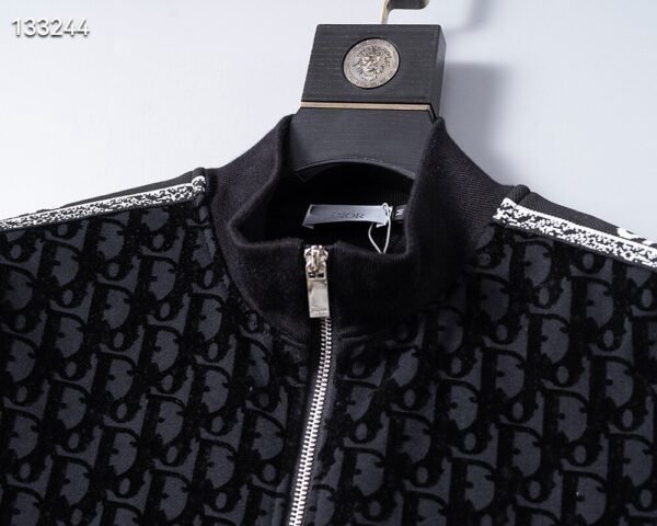 Autumn/Winter 350g Sports Sweatsuit – Flocked Print, Black (M–3XL)