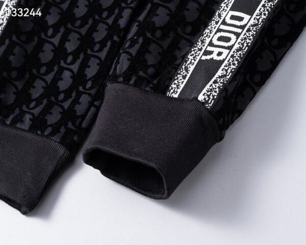 Autumn/Winter 350g Sports Sweatsuit – Flocked Print, Black (M–3XL)