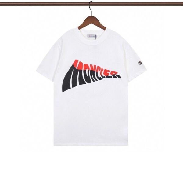 270g Double-Yarn MNCLER Wave Logo Tee – Black/White (S–XXL)