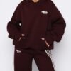 Relaxed Fit Hoodie Set – Burgundy