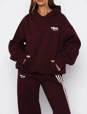 Relaxed Fit Hoodie Set – Burgundy