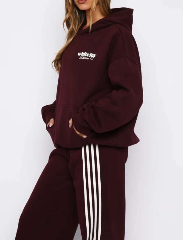 Relaxed Fit Hoodie Set – Burgundy